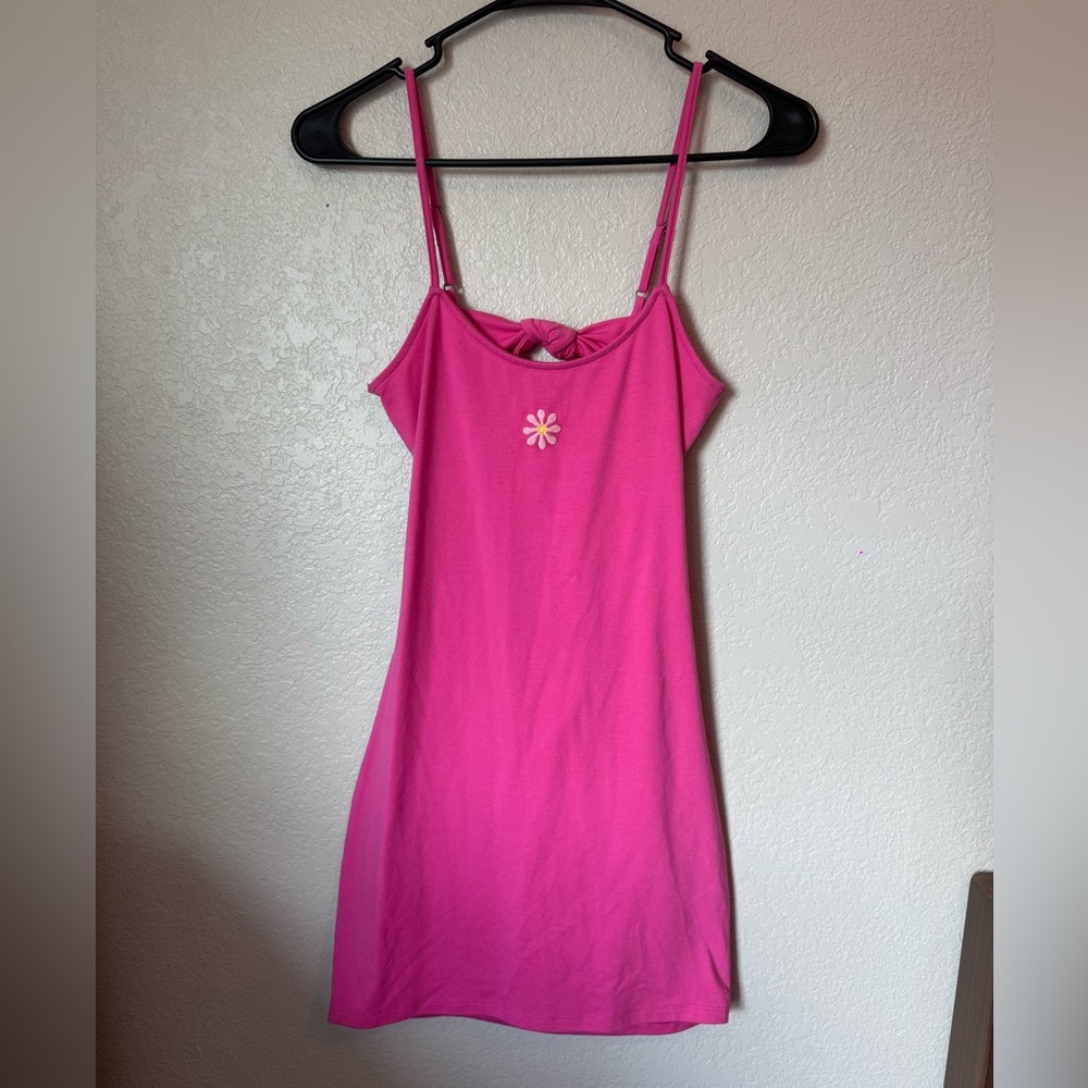 Pink Mini Dress with Floral Detail